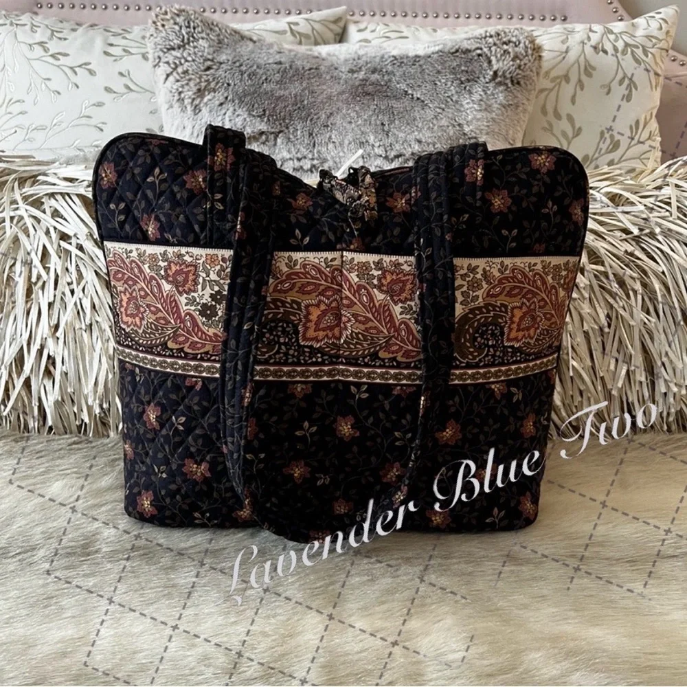 Vintage VERA BRADLEY Black Walnut 1999 Business Bag Tech Laptop Handled Case USA
